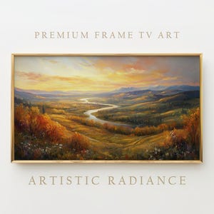 Frame Tv Art Landscape Digital Download, Beautiful Sunset Wall Art for Frame Tv, Nature River Scene Tv Art, Digital Frame Design