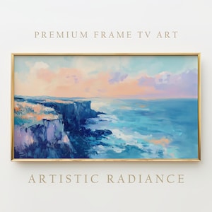 Coastal Landscape Frame Tv Art, Digital Download, Beach Wall Art, Ocean Sunset Frame Tv Art, Seaside Painting Tv Art, Frame Tv Decor