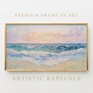 Beach Sunset Frame Tv Art, Ocean Waves Wall Art, Coastal Landscape Tv Art, Beach Scene Frame Tv Digital Art, Frame Tv Wall Decor