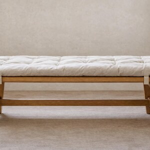 Handmade Linen Bench Cushion with Ties, Custom Size Minimalist Seat Pad image 4