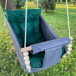 Kinderstoff wasserdicht Hängeschaukel &quot;2 in 1 0+&quot; Hängematte-Schaukel für zuhause und draussen Grün