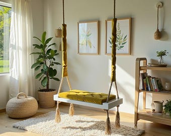 Columpio para adultos, Columpio de árbol, Columpio de cuerda, Columpio de banco, Columpio de patio, Columpio estilo banco, Columpio de madera al aire libre, Columpio de lujo, para la guardería.
