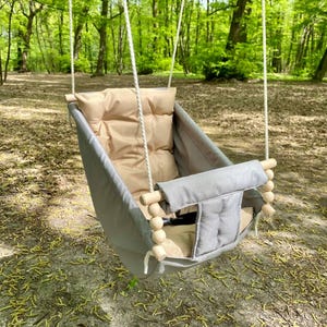 Handmade Baby Swing,First Birthday Gift,Godmother Gift,Indoor/Outdoor Infant Swing,Toddler Hammock,Nursery Swing for Newborns Kids Furniture