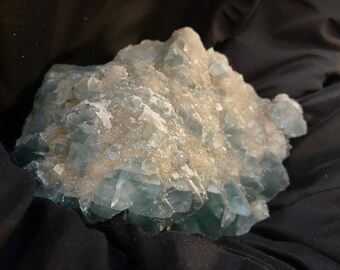 Large BLUE Fluorite Specimen with Druzy Quartz -- Fujian -- US Seller