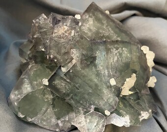 REALLY Nice Green Chinese Fluorite Specimen with Calcite -- USA Seller