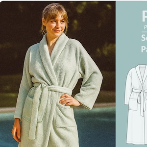 Wykrój na szlafrok z kołnierzem szalowym: średniej długości strój domowy (wykrój w formacie PDF)