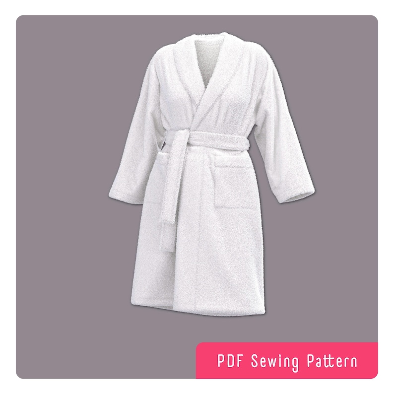 Shawl Collar Bathrobe Sewing Pattern: Mid-length Loungewear (PDF ...