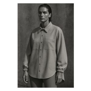 Women's winter wardrobe sewing pattern of a ladies shacket. It is a printable PDF pattern for a flannel shirt jacket. It can also be made with blankets. A very cozy warm winter and autumn lounge shirt. It can also be a unisex shirt. Chic winter wardrobe sewing pattern. Women's loungewear sewing pattern. DIY Loungewear sewing.