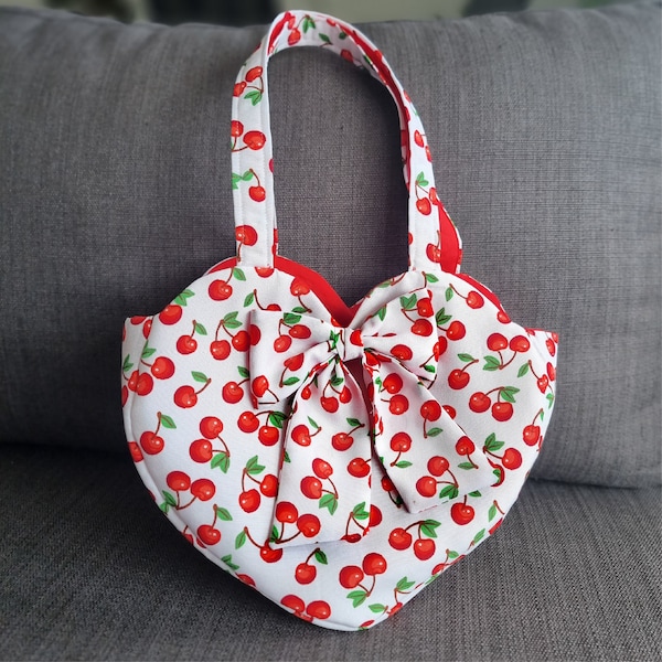 Heart Tote Bag Sewing Pattern with Bow (PDF Pattern)