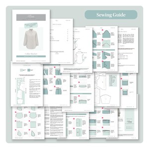 Pode incluir: Um guia de costura para uma camisa com colarinho com uma tabela de conte&uacute;do, pe&ccedil;as de padr&atilde;o e instru&ccedil;&otilde;es para costurar o colarinho, as mangas e os bot&otilde;es. O guia inclui ilustra&ccedil;&otilde;es e diagramas para ajudar no processo de costura.