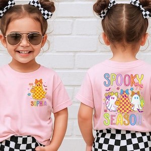 Custom Kids Name Halloween Shirt, Custom Spooky Season Shirt With Name, Cute Neon Halloween Ghost Tee, Toddler Tee, Halloween Kid Shirts