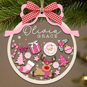 Kids Girl Christmas Ornament, Custom Baby Girl First Christmas, 1st Christmas Ornament, 4D Shake Kids Girl Ornament, Newborn Christmas Gift