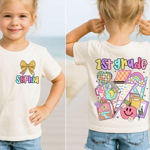 Personalized Back To School Kids Shirt, Custom Coquette 1st Grade T-Shirt, First Day Of School Shirts, Kindergarten Girls Shirt, Toddler Tee
