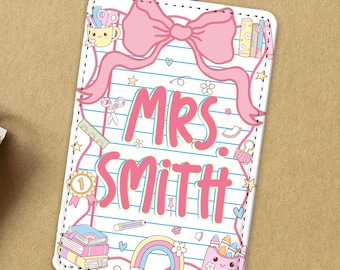 Custom Teacher ID Badge Holder, Teacher Back To School Gift, Personalized Teacher Gift, ID Holder Teacher Name Gifts, Teacher Lanyard Gifts