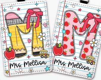 Custom Letter Name Teacher ID Card Holder, Personalized Teacher Back To School Gift, ID Holder with Name, Teacher Lanyard Accessories