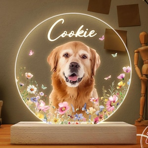 Custom Pet Portrait Night Light, Pet Memorial Gift, Pet Photo Lamp, Gift For Dog Lover, Dog Mom Gift, Dog Loss Gift,Sympathy Loss Of Dog Cat