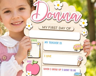 Custom First Day of School Sign, Back to School Board Kid Gift, Kindergarten 1st Day of School Sign, Preschool Last Day of School Keepsake