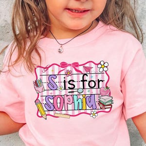 Back To School Kids Shirts, Custom Alphabet Kids Shirt, Custom Name Shirt For Kids, Cute Kindergarten Shirt, First Day Of School T-shirt