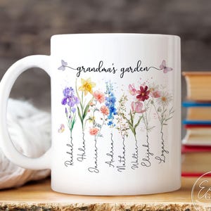 Custom Birth Month Flowers Mug, Grandma's Mom's Garden Flower Mug, Custom Mom Vases, Mother's Day Gifts, Grandma's Gift,  Gifts for Mom