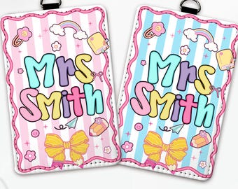 Custom Teacher Naem ID Card Holder, Personalized Back To School Teacher Gift, Teacher Lanyard Accessories, New Teacher Gift, ID Badge Holder