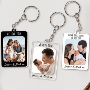 Personalised Dad Keyring Keychain, Custom Photo Keychain For Dad, Father&#39;s Day Gifts, Custom Family Photo Keychain, Birthday Gift for Dad