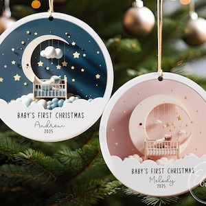 Baby&#39;s First Christmas Ornament 2025, Baby 1st Christmas Ornament, Custom Baby Name, New Baby Gift, Baby Keepsake, Baby Shower Ornament