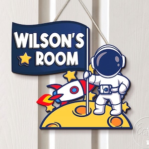 Custom Space Kid 3D Doorsign, Custom Name Sign For Boy, Boy Kid Door Sign, Gifts For Kids, Nursery Name Sign, Kids Bedroom Wooden Sign
