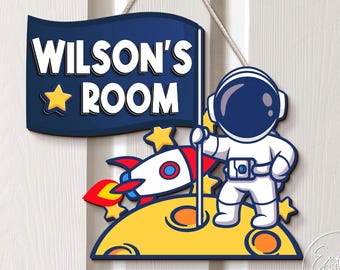 Custom Space Kid 3D Doorsign, Custom Name Sign For Boy, Boy Kid Door Sign, Gifts For Kids, Nursery Name Sign, Kids Bedroom Wooden Sign