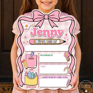 Customized First Day Of School Sign, Personalized Back to School Sign, First Day Of Kindergarten School Sign, Reusable Dry Erase Board