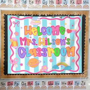 Custom Teacher Classroom Tapestry, Teacher Gift, Classroom Decor, Custom Teacher Name Tapestry, Welcome to Class Decor Sign, Class Banner