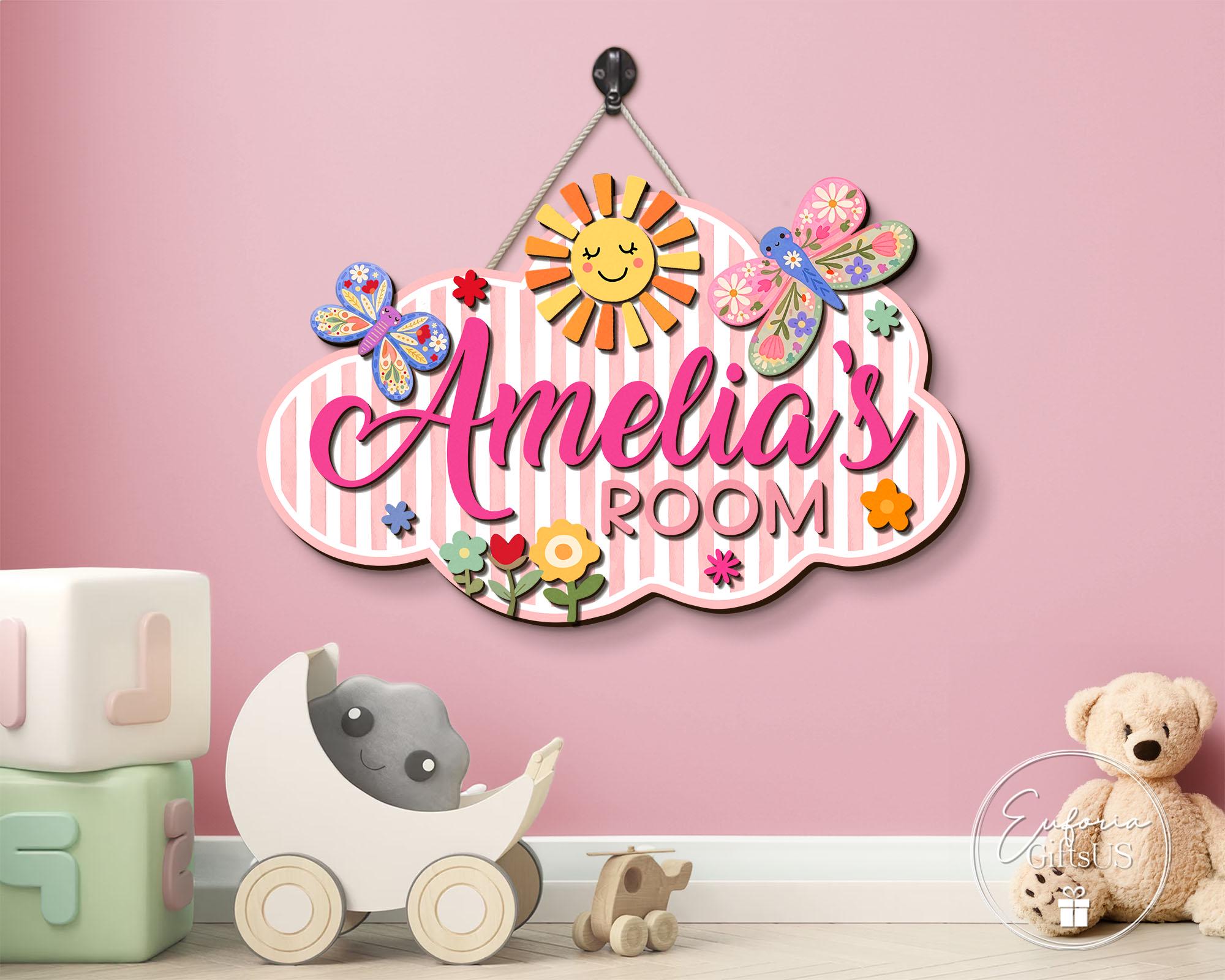 Name Sign Girl Rustic Rectangular Custom Girl Door Sign, Custom Kid Wall Sign, Nursery Name Sign, Girls ...