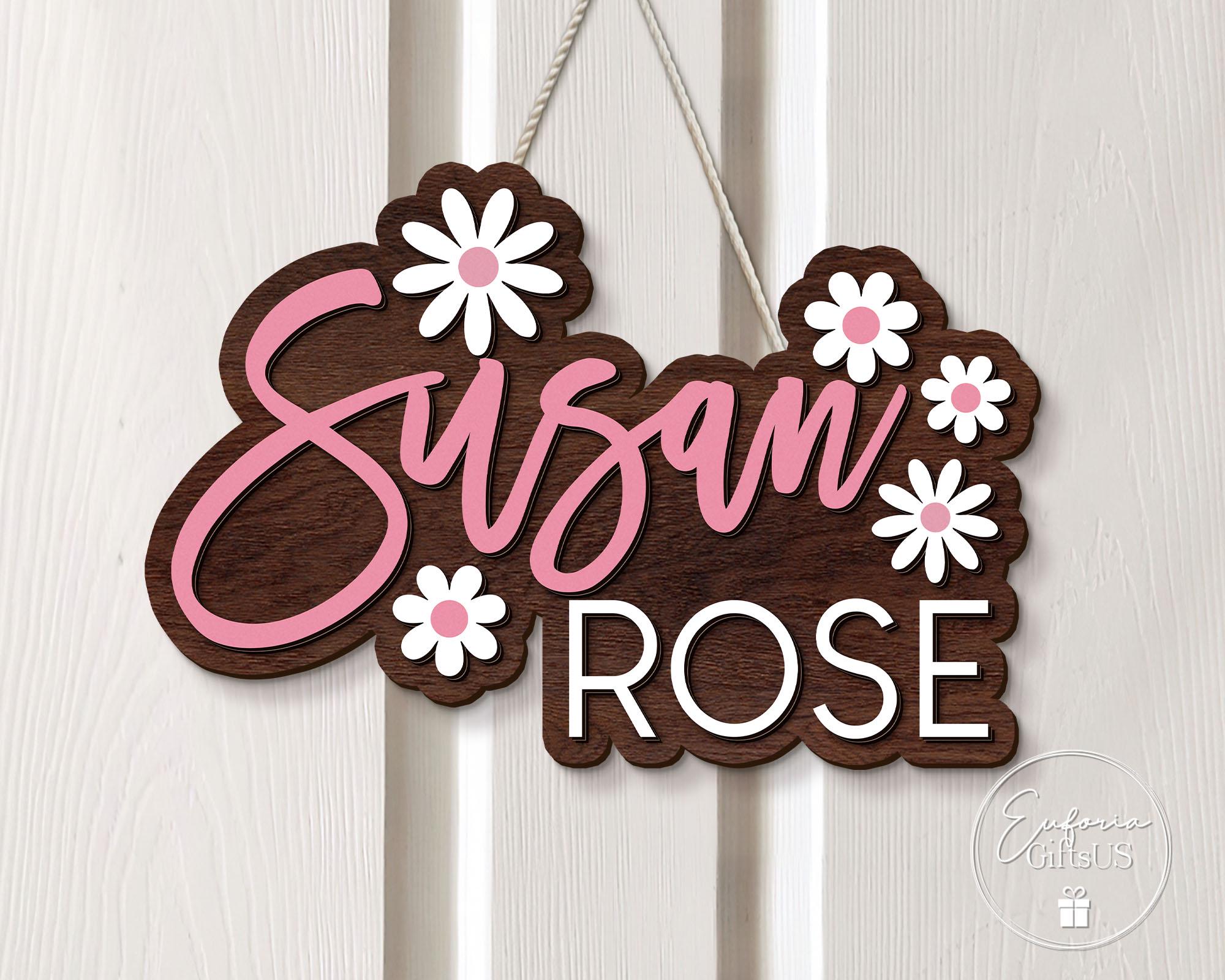 Name Sign Girl Rustic Rectangular Personalized Kids Bedroom Wooden Sign, Custom Wall Sign, Girl Door Sign ...