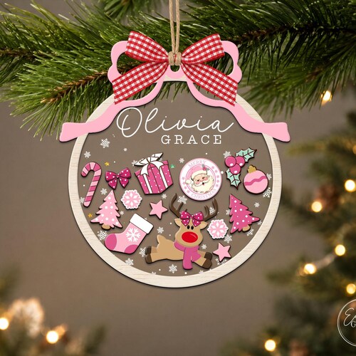 Kids Girl Christmas Ornament, Custom Baby Girl First Christmas, 1st Christmas Ornament, 4D Shake Kids Girl Ornament, Newborn Christmas Gift