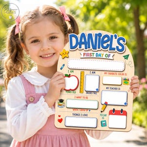 Custom First Day Of School Sign, Back To School Sign, Custom Kid Name Sign, Gift For Kid, Reusable Wood Photo Prop, 1st Day of School Board image 6