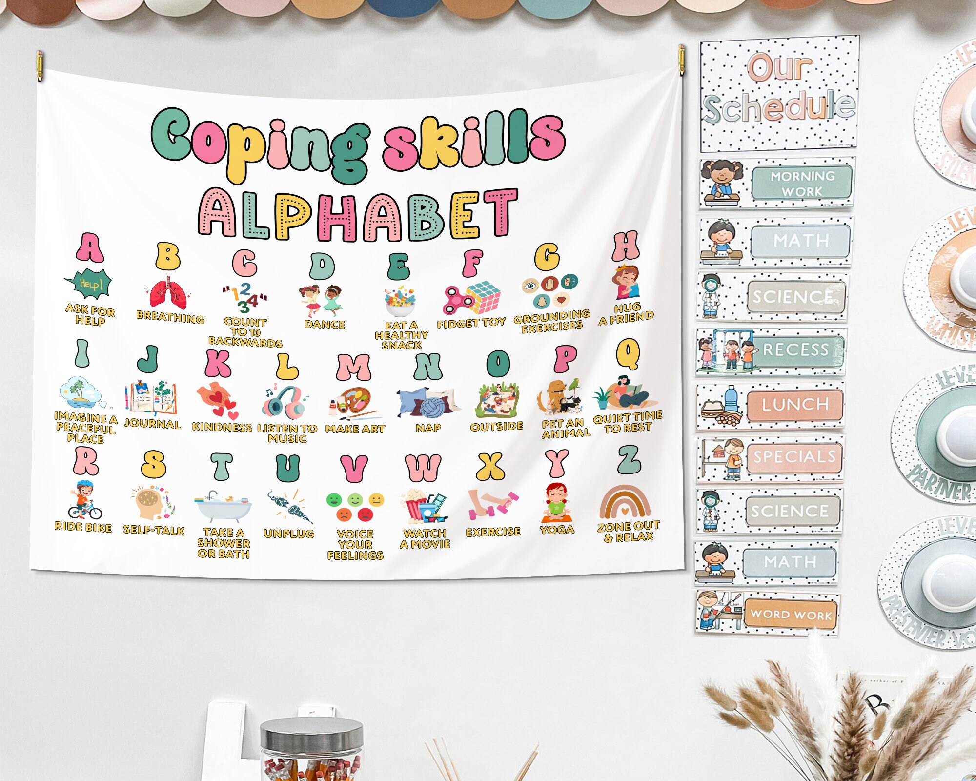 Coping Skills Alphabet Classroom Banner, Mental Health Awareness ...