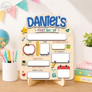 Custom First Day Of School Sign, Back To School Sign, Custom Kid Name Sign, Gift For Kid, Reusable Wood Photo Prop, 1st Day of School Board image 7