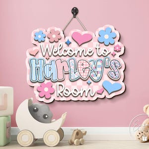 Custom Kids Bedroom 3D Wooden Sign, Personalized Girl Door Sign ...