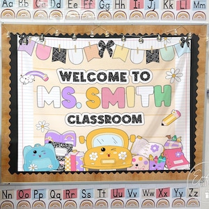 Welcome Back To School Tapestry, Custom Teacher Name Wall Tapestry, Gift For Teacher, Teacher Classroom Decor, Welcome Classroom Banner