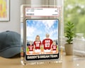 Baseball No. 1 Dad Grandpa Man & Kids Trading Card Style, Personalized Acrylic Block Plaque, Fathers Day Gift forBaseball Family Dad Husband