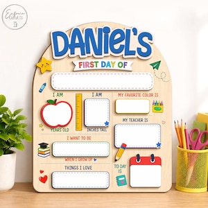 Custom First Day Of School Sign, Back To School Sign, Custom Kid Name Sign, Gift For Kid, Reusable Wood Photo Prop, 1st Day of School Board image 10