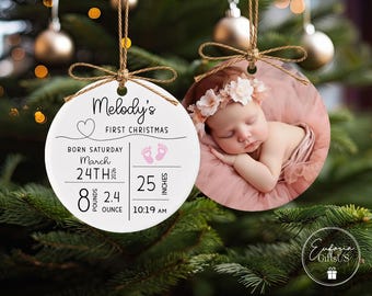 Custom Baby's First Christmas Ornament, Personalized New Baby Ornament, Baby Photo Ornament, Baby Keepsake Ornament, Christmas Gift