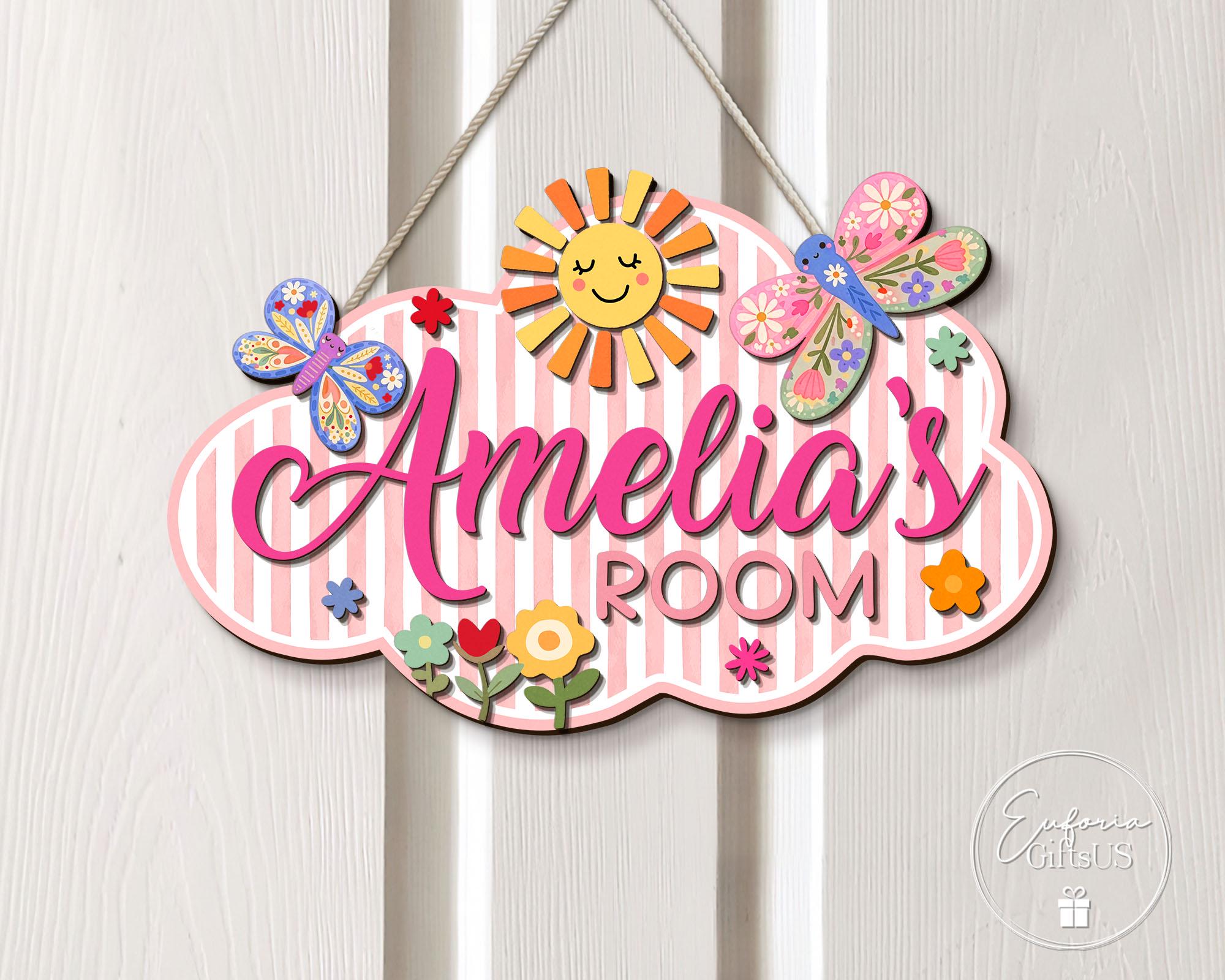Name Sign Girl Rustic Rectangular Custom Girl Door Sign, Custom Kid Wall Sign, Nursery Name Sign, Girls ...