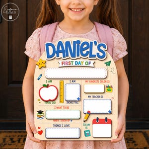 Custom First Day Of School Sign, Back To School Sign, Custom Kid Name Sign, Gift For Kid, Reusable Wood Photo Prop, 1st Day of School Board image 11