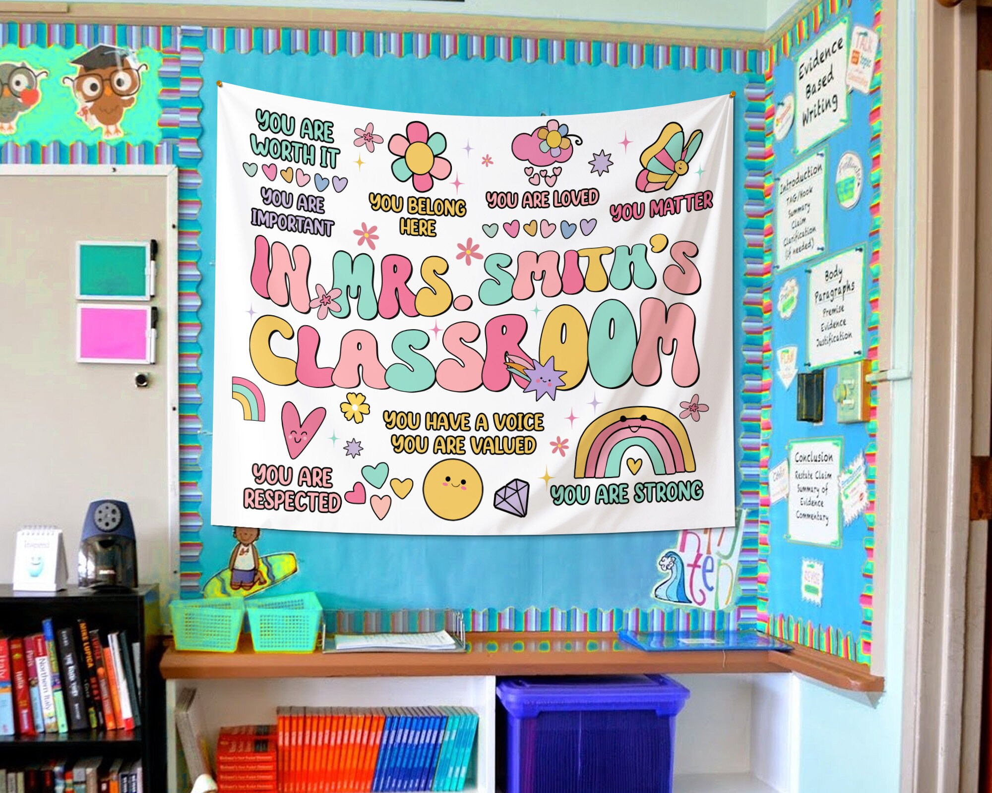 Tapestry Scool Personalized Classroom Tapestry, Custom Name Teacher Tapestry, Gift for ...