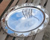 Silverplate Serving Platter, Godinger Grapes & Vines, Large Oval, 17 inch Long, Elegant Dining, Buffet Tray, Thanksgiving, Christmas Vintage