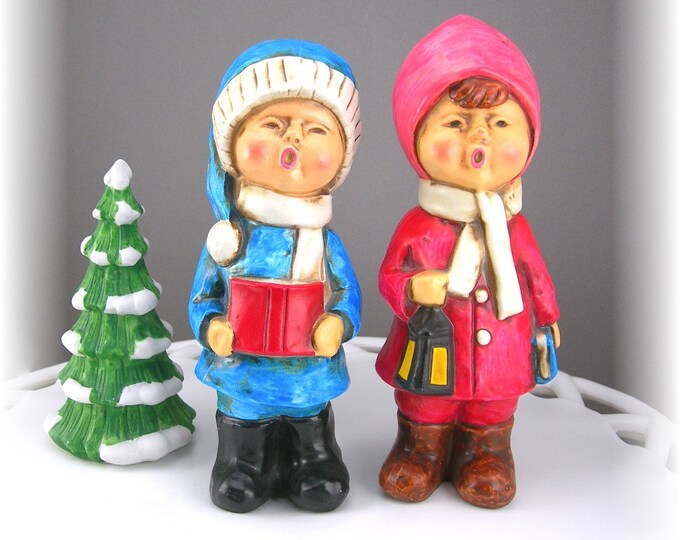 Christmas Carolers Figures Paper Mache Figurines 1970s Made in Etsy