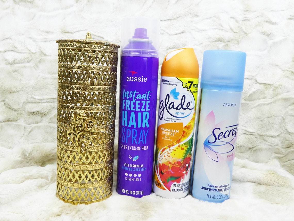 Ormolu Hair Spray Can Cover Vintage 1960s Vanity Decor Etsy