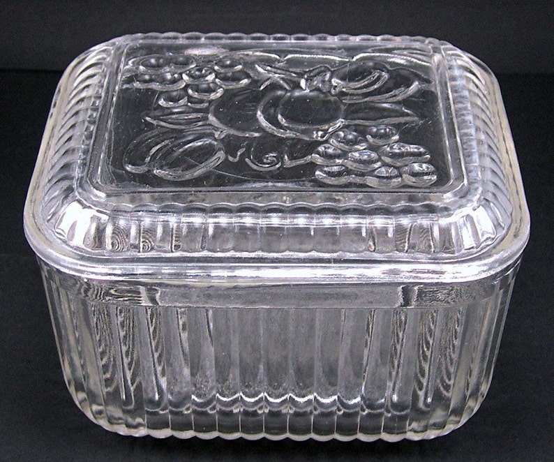 Vintage Glass Refrigerator Dish with Lid Clear Glass Fruit Etsy