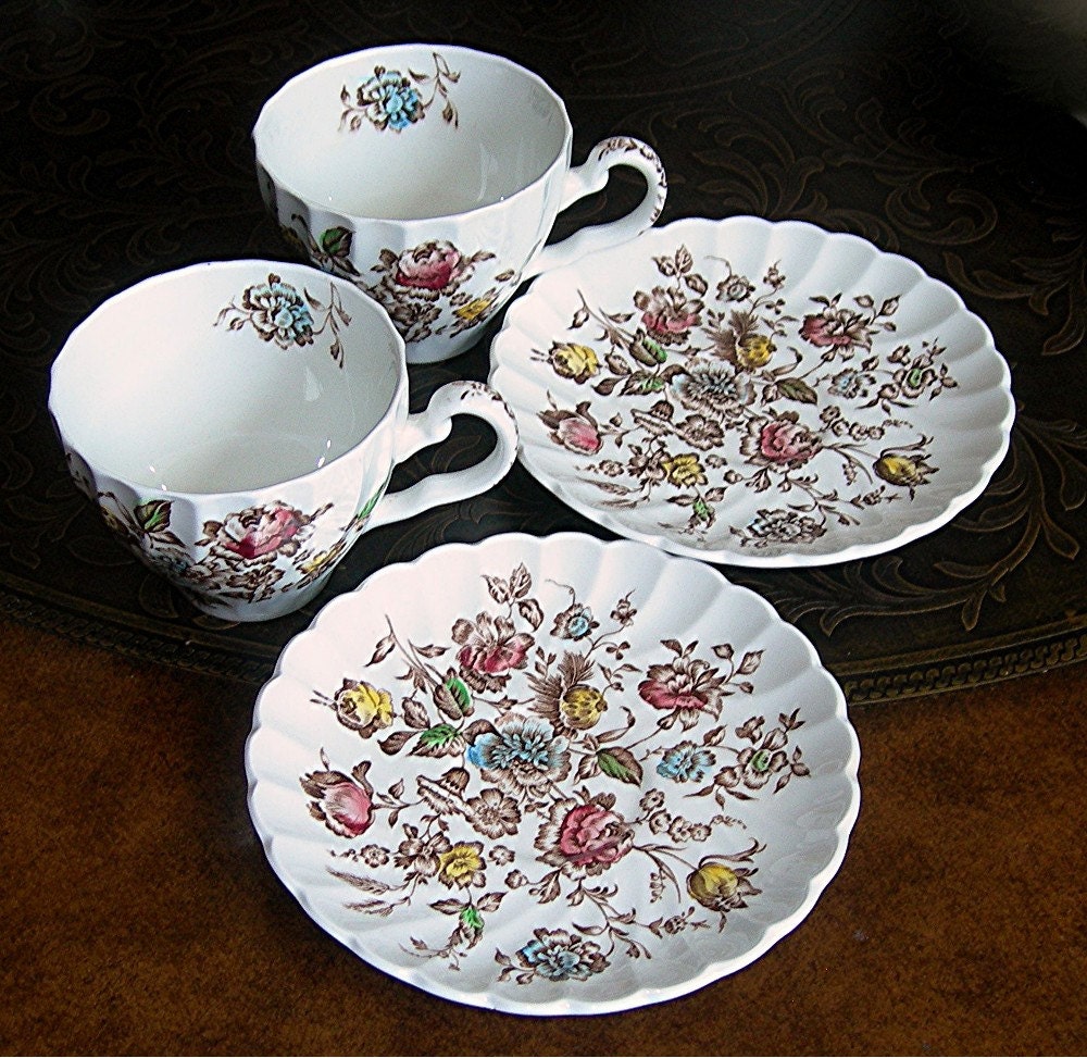 Johnson Brothers Coffee Cups 2 sets Staffordshire Bouquet Etsy