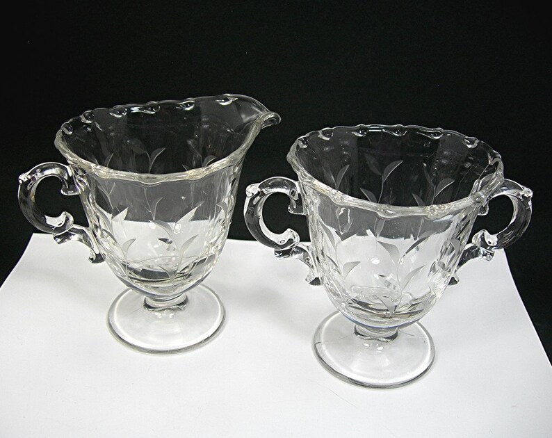 Fostoria Century Cream and Sugar Set Elegant Clear Glass Etsy
